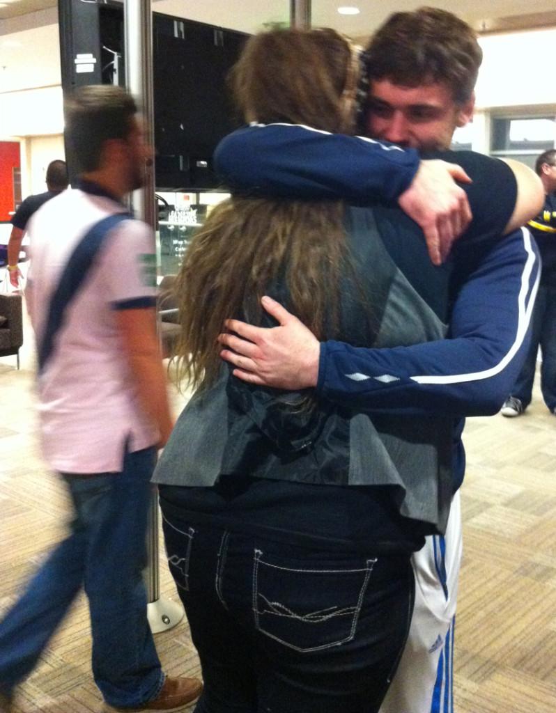 Erik+Pederson+%28right%29+embraces+Chanell+Karr+after+being+announced+the+2012-13+Student+Government+Association+president.