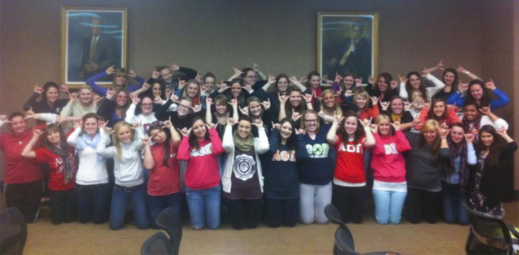 Ladies of AOII take home title in "Throw Your Norse Up" contest