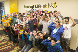 Photo by Marina Schneider NKU’s students kept their Norse spirits up after volunteering for the city of Highland Heights as part of Spring into Service, an annual NKU’s community service project.