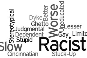 Photo courtesy of Daryl Harris Daryl Harris' race, gener and theater class created Wordles based on surveys from students.