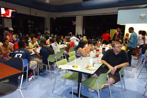 Photo by Shelby Rodgers Students gathered Thursday evening for Feast for Finals, an end-of-the-semester event for students to unwind.