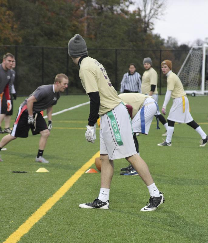 Students and faculty gathered together for the grand opening of the intramural field complex.