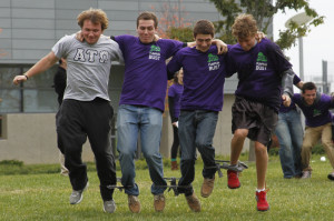 NKU students participated at Pumpkin Bust in events such as tug-of-war, a pie eating contest, and zombie running. NKU Activities Programming Board sponsored the event on the Griffin Hall Oval on Tuesday, October 29, 2013.