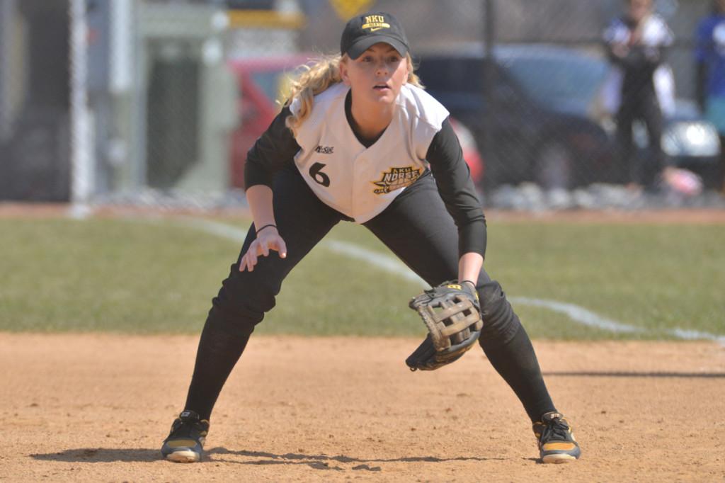 Sophomore infielder Nicolette Hayes goes to catch a ground ball last year in her first season as a Division 1 athlete.