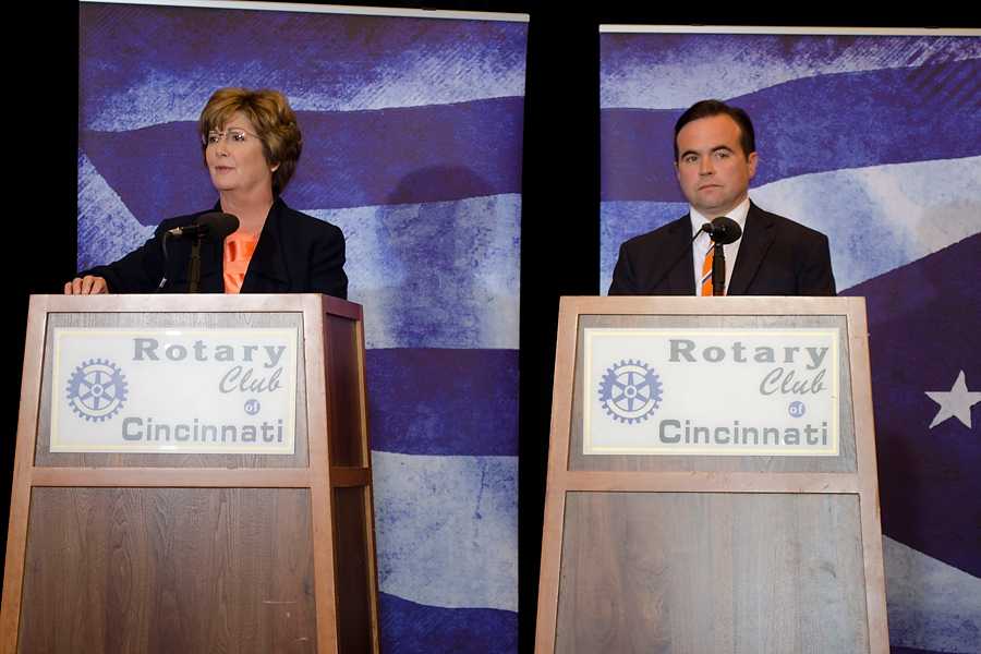 Cincinnati mayoral candidates Roxanne Qualls (left) and John Cranley (right) shared their viewpoints on several issues at their debate on Oct. 24. This  final Cincinnati mayoral debate took place at 12:30 p.m. at the Hyatt Regency Ballroom.

