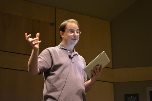 New York Times best-selling science fiction author John Scalzi talking about his latest book during an presentation at NKU.