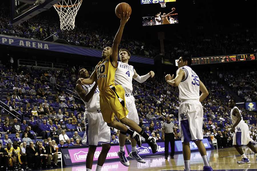 Sophomore guard Tyler White attempts lay-up against the Kentucky Wildcats on Nov. 10 at Rupp Arena.