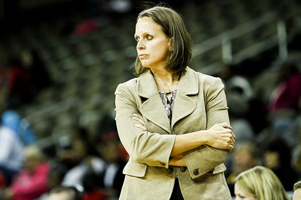 Head coach Dawn Plitzuweit coached the team against Cincinnati this season. 