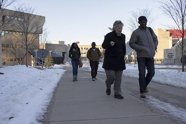 With the wind chills and freezing temperatures, students, faculty and staff can travel safely across campus on sidewalks cleared before classes resume on campus. 