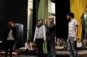 Arabian Nights director Brian Robertson gives his actors instructions.