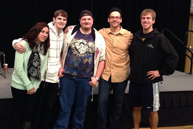 NKU Students pose with Derek Hughes after his performance on Jan. 13.