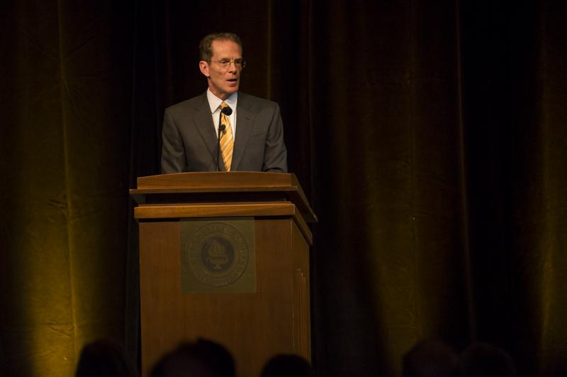 NKU President Geoffrey Mearns delivers his Spring Convocation to NKU staff and students, explaining his ideas for the Strategic Plan for the upcoming years. The NKU Spring 2014 Convocation was held in the Student Union Ballroom on Friday, January 10, 2014.