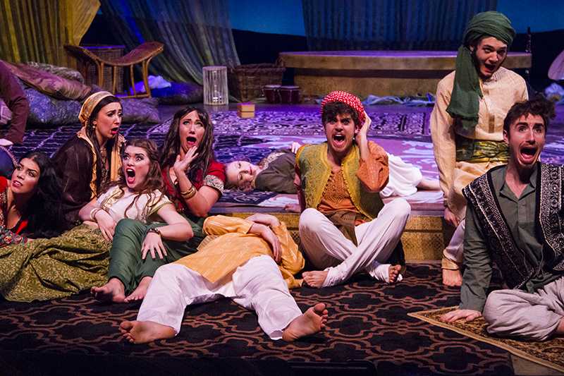 The cast of Arabian Nights in dress rehearsal.