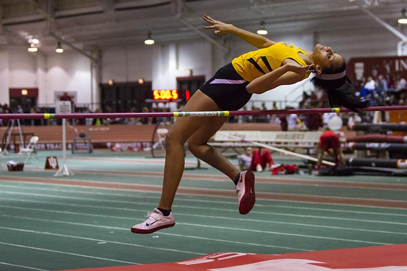 Sophomore Tyler Thomas competes in high jump during the indoor season last year at Indiana University.