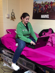 Callahan resident Vivian Littleton surfs the web.