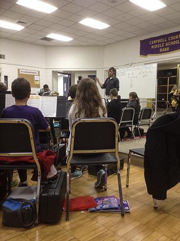 Students sitting in on a music education class at NKU. 