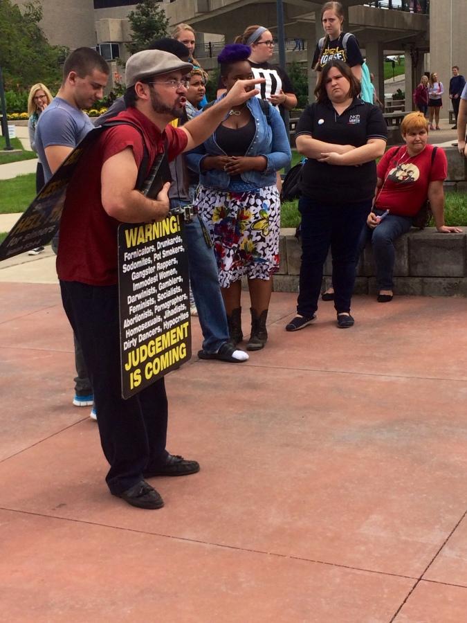 Jesse Morrell, religious advocate, preaches his gospel on NKUs campus.