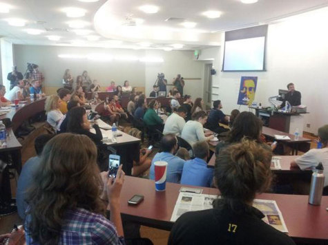 Student's and faculty gathered in Griffin Hall for a discussion with 'Kill the Messenger' director Michael Cuesta. 