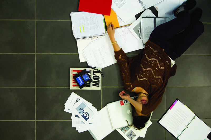 An NKU student stresses out over her work. Like many other students, she procrastinates, which leads to more stress.