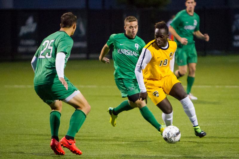 NKU soccer player Yaw Addai scored the game-tying goal Wednesday in NKUs 2-1 victory over Eastern Illinois.