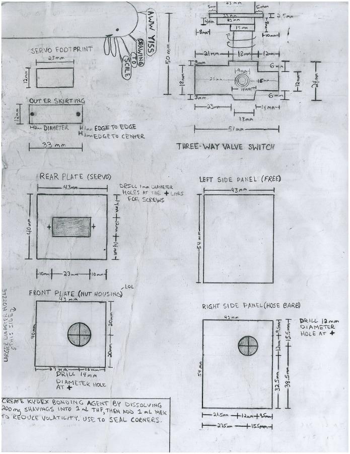 A copy of Miles design plans for his new chemical recycling machine.