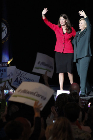 Alison Lundergan Grimes introduces Hillary Clinton. Clinton showed her support for Grimes senate candidacy.