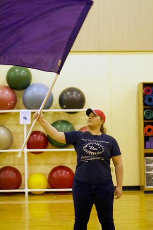 Sayre Frederick practices one of the Skara Winterguard routines. They are currently holding auditions.