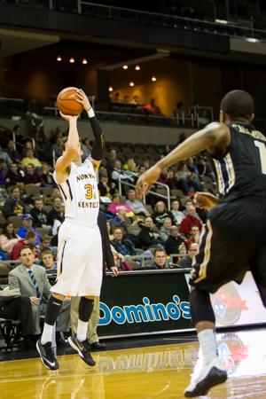NKU's Anthony Monaco shoots the ball during the first half of NKU's home win over Idaho. NKU defeated Idaho 81-68 on Monday, Dec 22, 2014 at The Bank of Kentucky Center.