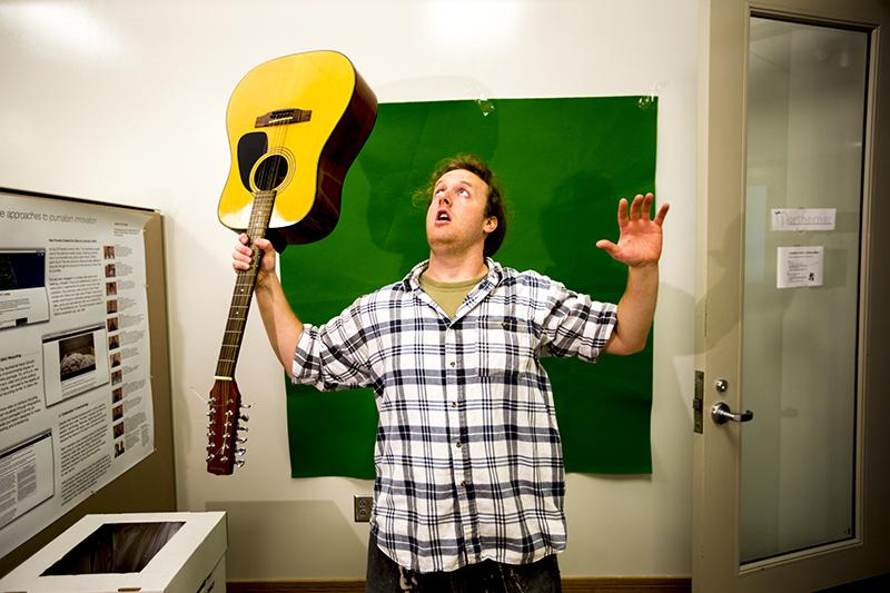 Marc Kennedy (pictured above) wielding the only instrument he knew, his power of expression. He is currently applying for a position at the Cincinnati Enquirer after working at The Northerner for three semesters. 