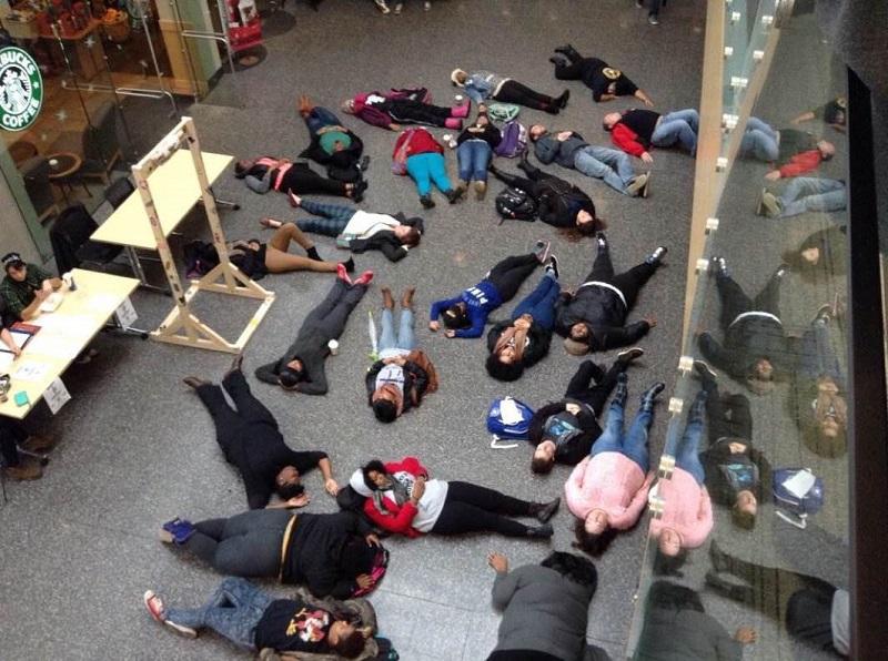 Protesters take over Student Union during lunch time. 