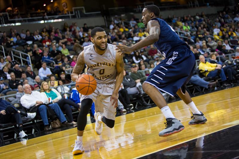 NKU guard Chad Jackson scores game high 26 points in NKUs loss to North Florida. North Florida defeated NKU 74-66 on Jan. 22, 2015 in The Bank of Kentucky Center.
