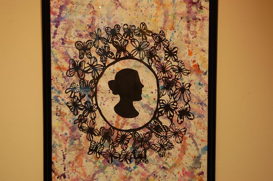 Photo of artwork by Rachel Harpe from Wallace's fall 2012 class responding to poem 1099 "My Cocoon Tightens-Colors tease". 
