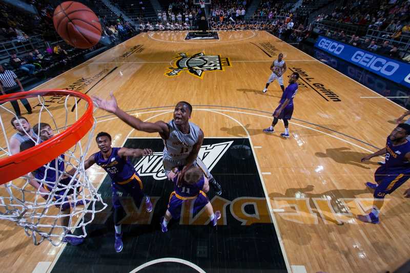 NKU guard Jordan Jackson shoots the ball in NKU's 77-60 win over Lipscomb. NKU defeated Lipscomb 77-60 at The Bank of Kentucky Center on Saturday, Feb. 7, 2015.