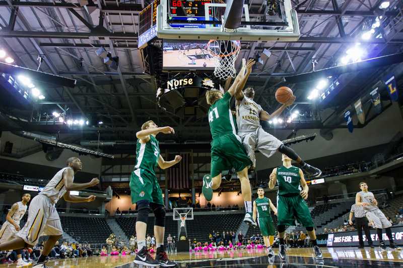 NKU guard Jordan Jackson goes up for the layup during the second half of todays win over Stetson. NKU defeated Stetson 82-57 on Saturday, Feb. 14, 2015 at The Bank of Kentucky Center