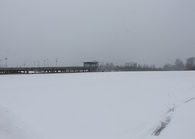 A lot sits untouched by maintenance crews on campus.  NKU was closed Monday, Feb. 16 due to inclement weather.