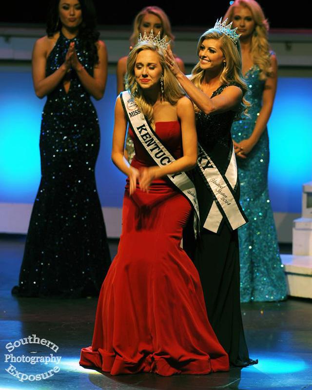 Katie Himes being crowned Miss Kentucky. The contest was held in Pigeon Forge, Tennessee. 