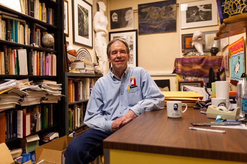 NKU professor Robert Wallace sits in his office. Robert Wallace is the seventh office in NKUs Top Offices series.