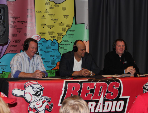 NKU and Cincinnati Reds broadcaster Jim Kelch talks to guests during a Reds broadcast. Kelch is the "Voice of the Norse" for NKU men's basketball radio broadcasts. Photo provided by the Cincinnati Reds.