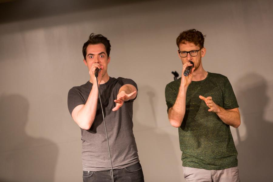 Ben McLain and Paul Peglar of Dakaboom performing on stage in the multipurpose room in the Student Union. Dakaboom performed on stage in the James C. and Rachel M. Votruba Student Union on NKU Campus in the Multipurpose Room on April 20, 2015.