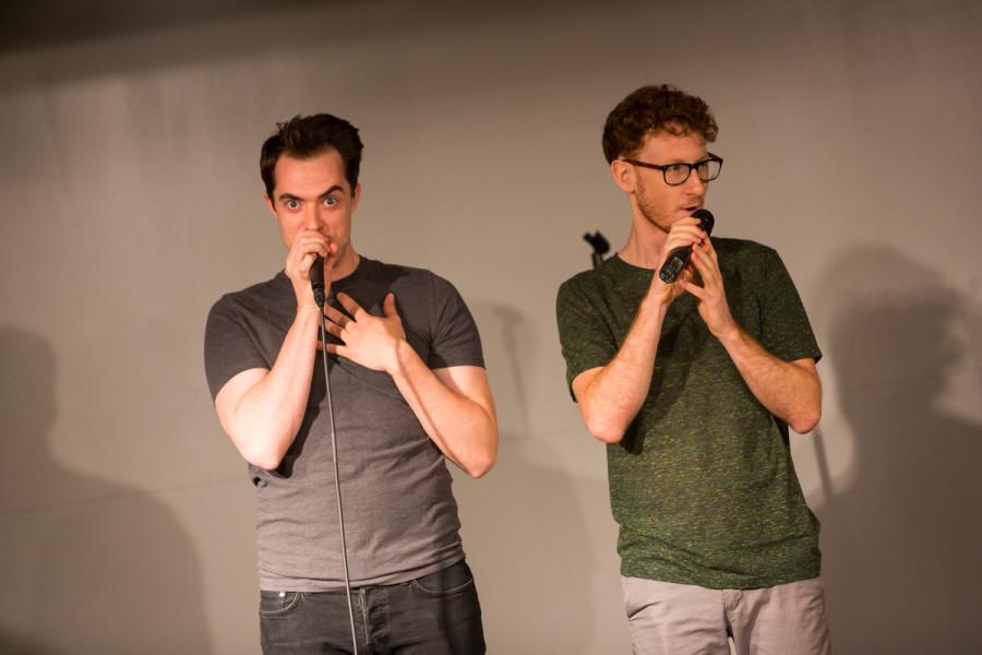 Ben McLain and Paul Peglar of Dakaboom performing on stage in the multipurpose room in the Student Union. Dakaboom performed on stage in the James C. and Rachel M. Votruba Student Union on NKU Campus in the Multipurpose Room on April 20, 2015.