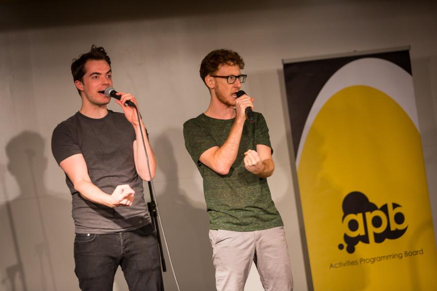 Ben McLain and Paul Peglar of Dakaboom performing on stage in the multipurpose room in the Student Union. Dakaboom performed on stage in the James C. and Rachel M. Votruba Student Union on NKU Campus in the Multipurpose Room on April 20, 2015.