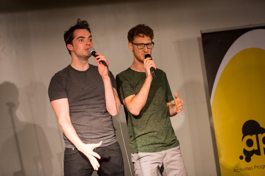 Ben McLain and Paul Peglar of Dakaboom performing on stage in the multipurpose room in the Student Union. Dakaboom performed on stage in the James C. and Rachel M. Votruba Student Union on NKU Campus in the Multipurpose Room on April 20, 2015.