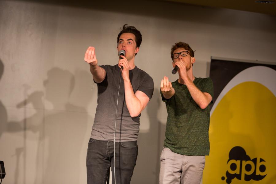 Ben McLain and Paul Peglar of Dakaboom performing on stage in the multipurpose room in the Student Union. Dakaboom performed on stage in the James C. and Rachel M. Votruba Student Union on NKU Campus in the Multipurpose Room on April 20, 2015.