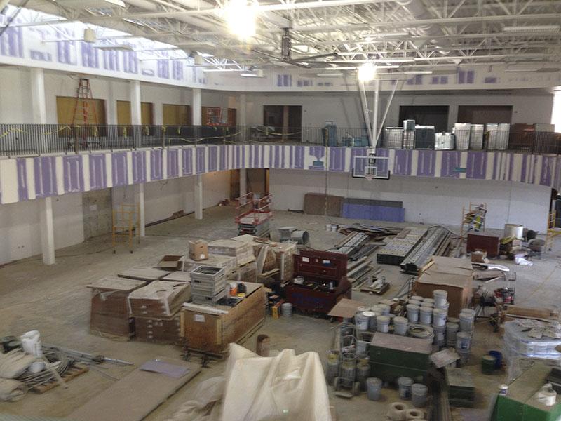 Student government senators caught an overhead glimpse of the multi-activity court. SGA toured the site March 30.