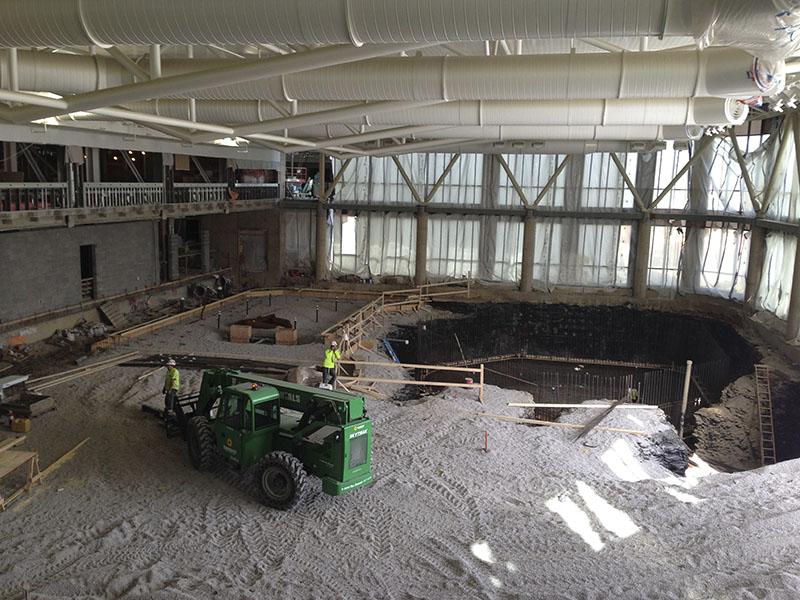 Locker rooms will be constructed to the left of the pool. SGA toured the site March 30.