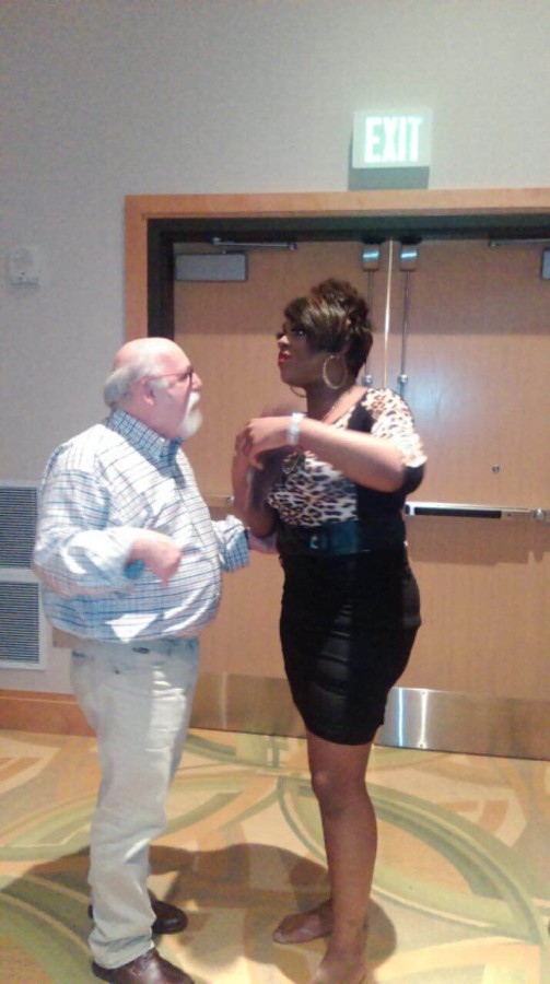 Crystyle Starr talks with fans after the show.
The drag show took place Friday and encouraged love equality. 