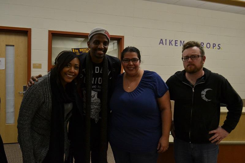 Taylor Harris, Poet J. Ivy, Erin Mullins and Holland Rains. 