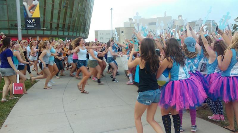 Women run to their new Greek home. NKU's sorority bid day occurred on Sunday, Aug. 30.
