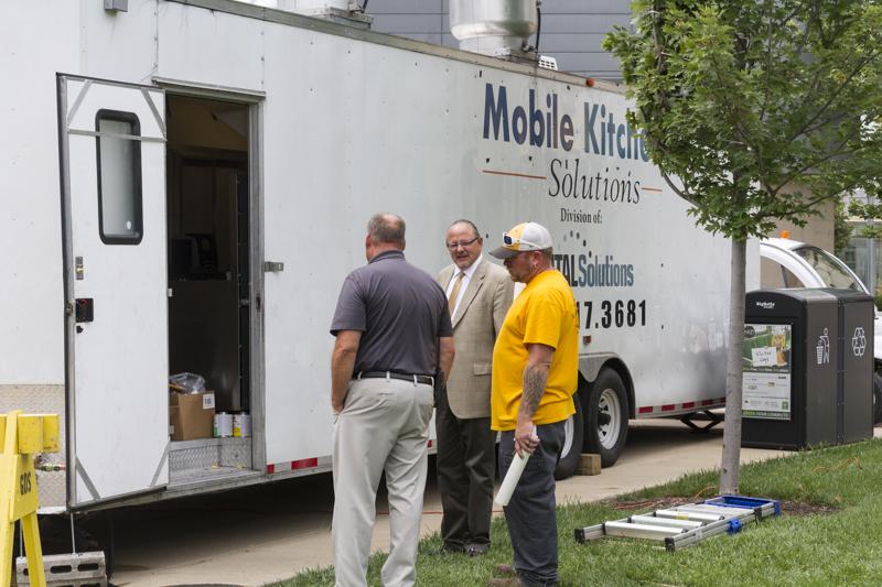 A new food truck sits in the center of The Plaza. NKU brought in the food truck to alleviate cluster in the Student Union during the first weeks of classes.