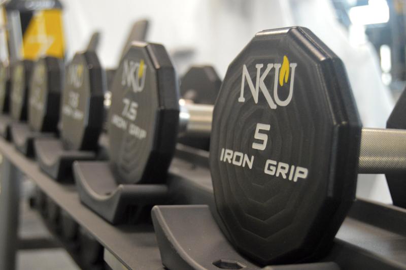 Many of the machines and equipment in the new rec center feature the NKU logo. All machines and equipment are brand new.